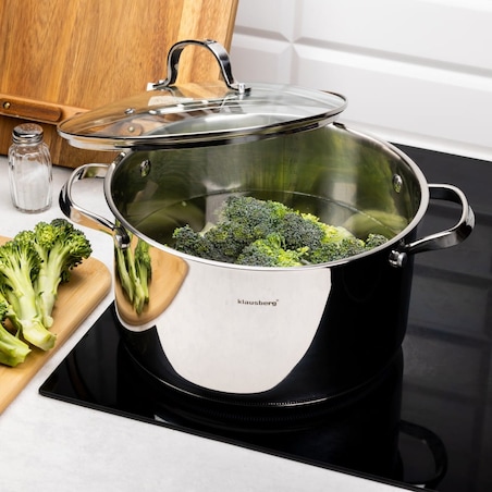 Garnek stalowy z pokrywką indukcja gaz 5.9L 24cm KLAUSBERG Premium 18/10