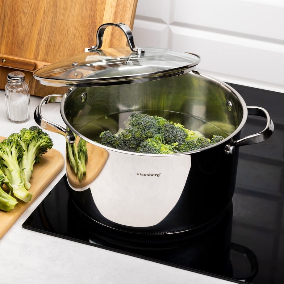 Garnek stalowy z pokrywką indukcja gaz 5.9L 24cm KLAUSBERG Premium 18/10