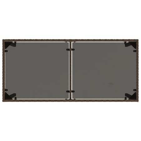 vidaXL Stół ogrodowy ze szklanym blatem, brąz, 115x54x74 cm, rattan PE