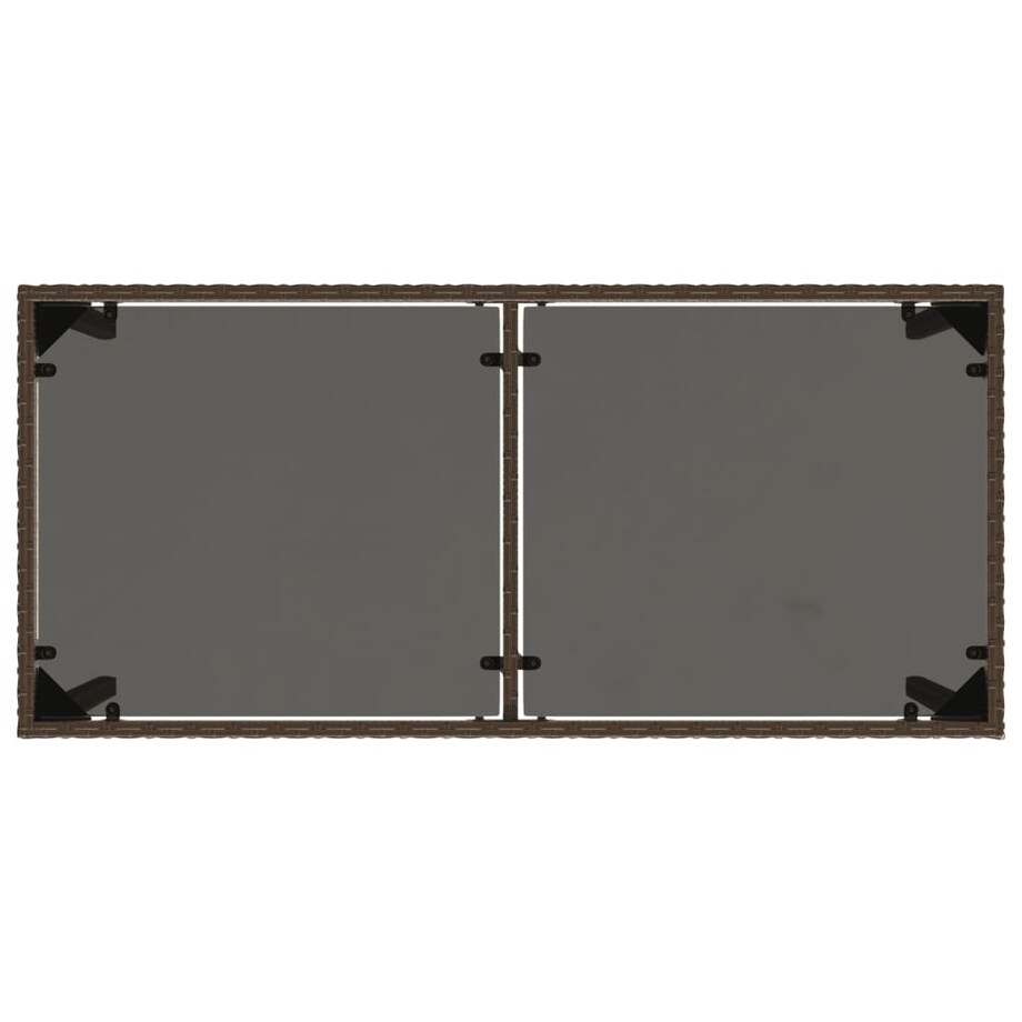 vidaXL Stół ogrodowy ze szklanym blatem, brąz, 115x54x74 cm, rattan PE
