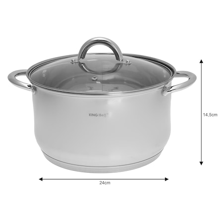 Zestaw garnków stalowych na indukcję 8 ele. 2.1/2.9/3.9/6.6L garnki komplet KINGHOFF Silver