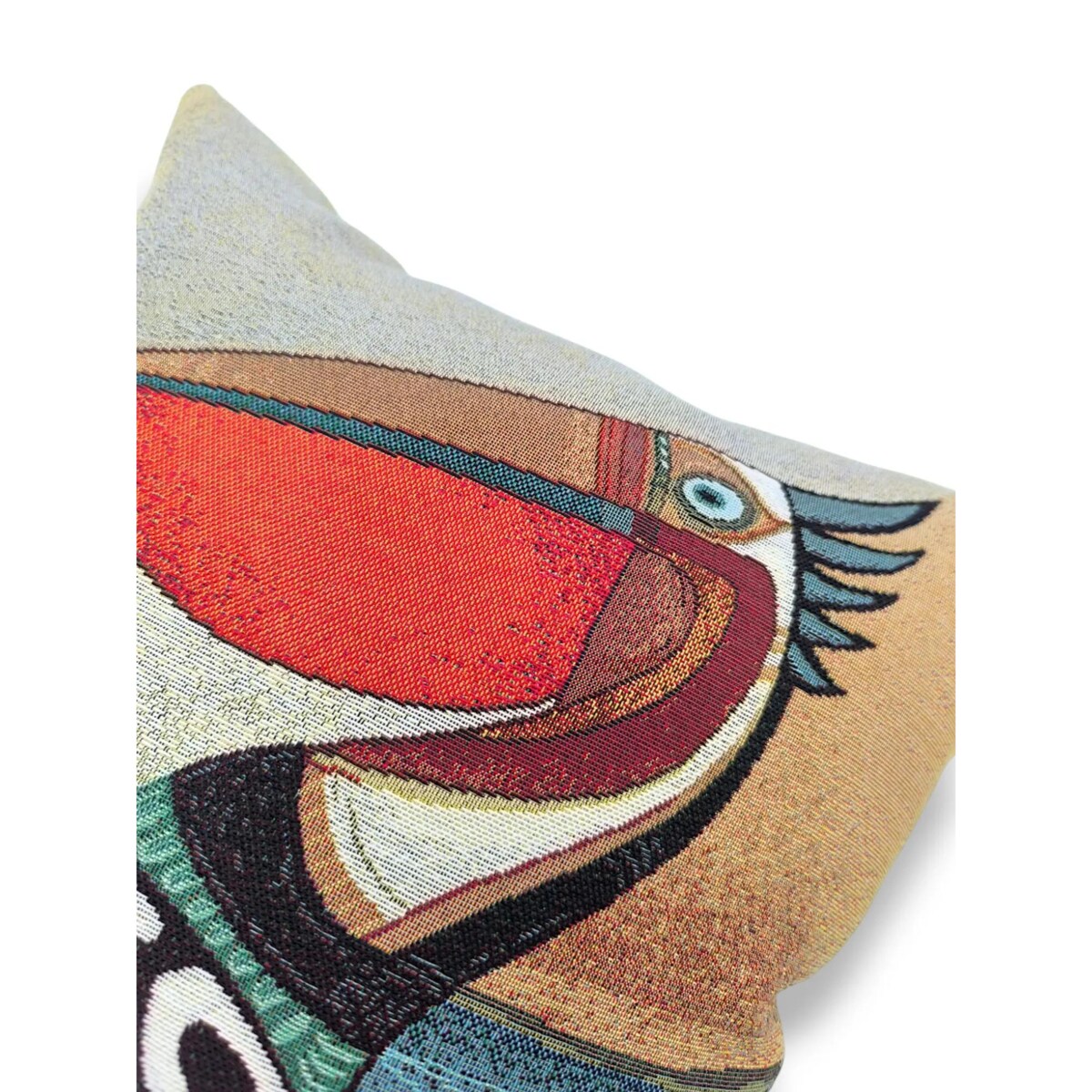 Dwustronna poduszka dekoracyjna z pelikanem 45x45 – hiszpański żakard