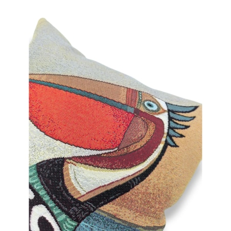 Dwustronna poduszka dekoracyjna z pelikanem 45x45 – hiszpański żakard