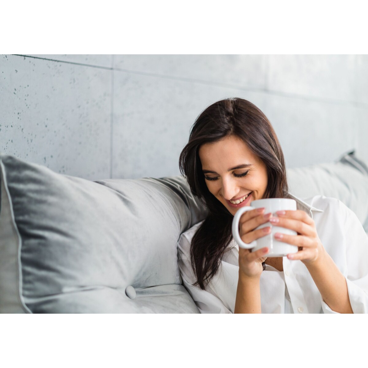 Szara Poduszka Dzienna Triangel 180 na zagłówek łóżka