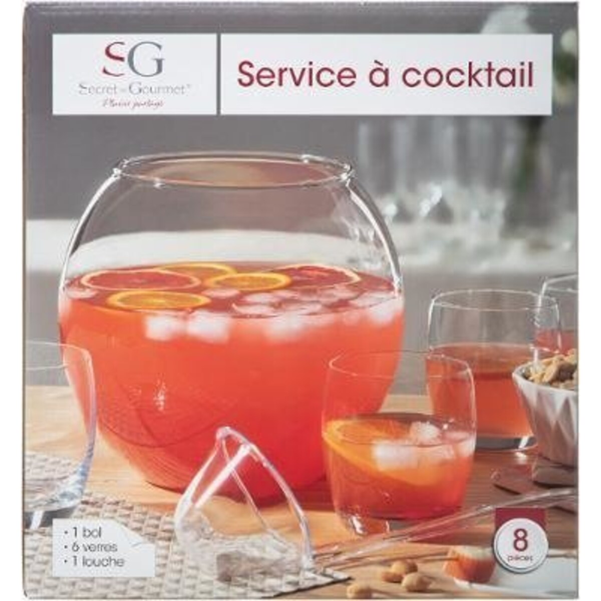 Zestaw do ponczu, 8 elementów, z chochlą do podawania napoju