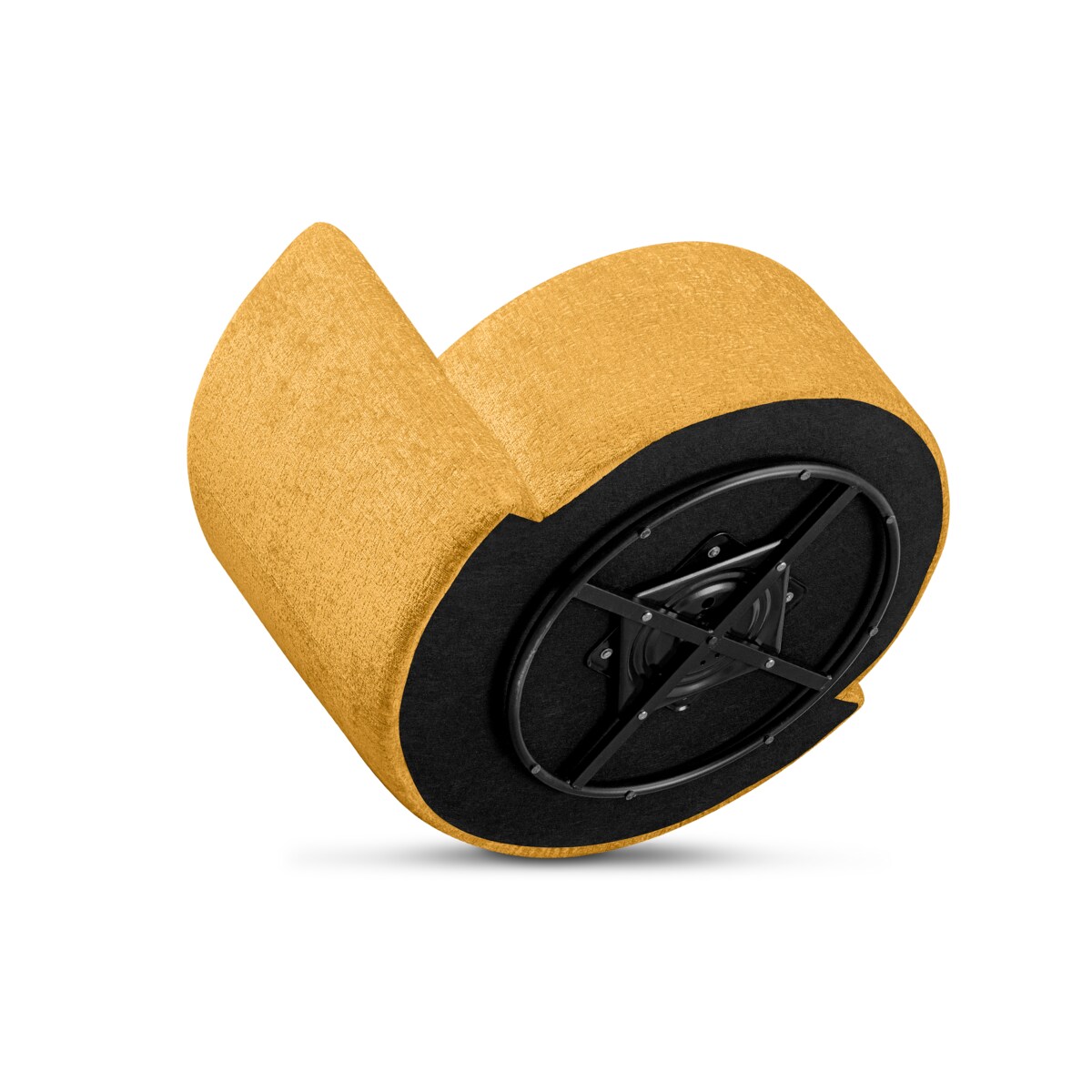 KONSIMO RAGGI Zestaw fotel i puf obrotowy musztardowy