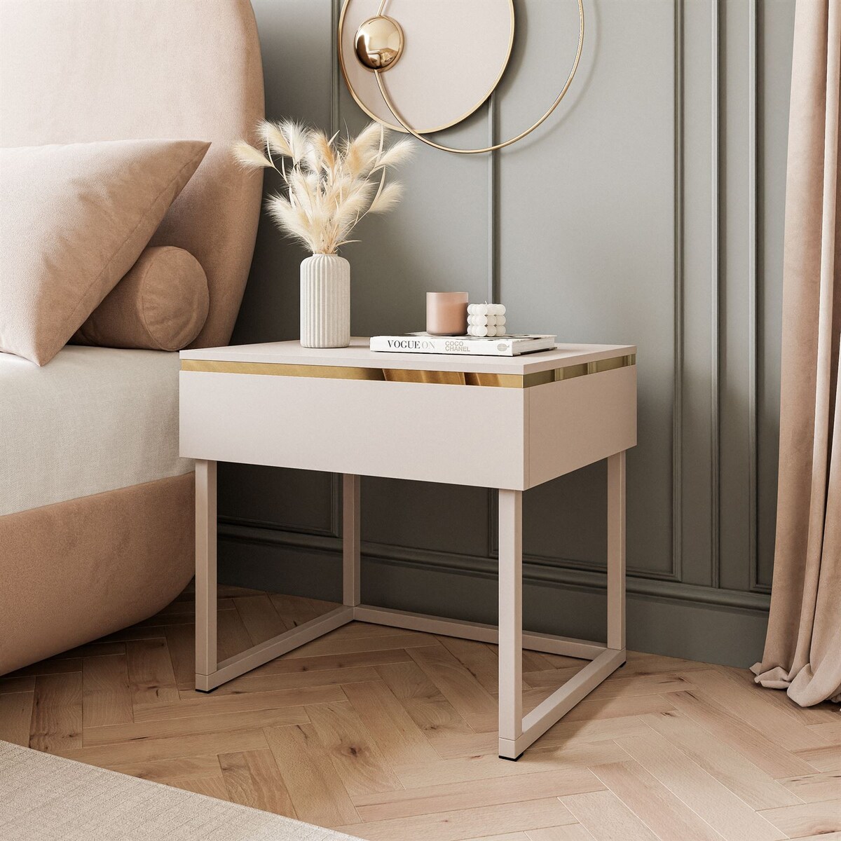 Stolik nocny na stelażu kaszmir AURORA kaszmir mat