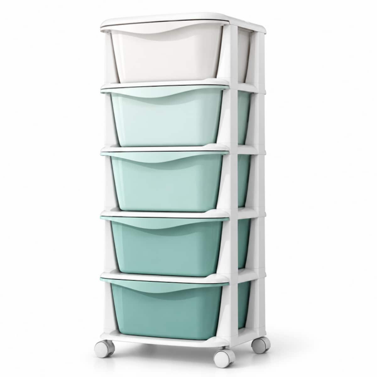 Plastikowy regał na kółkach szafka szuflady szafa 97x38x37cm OMBRE zielony PO25