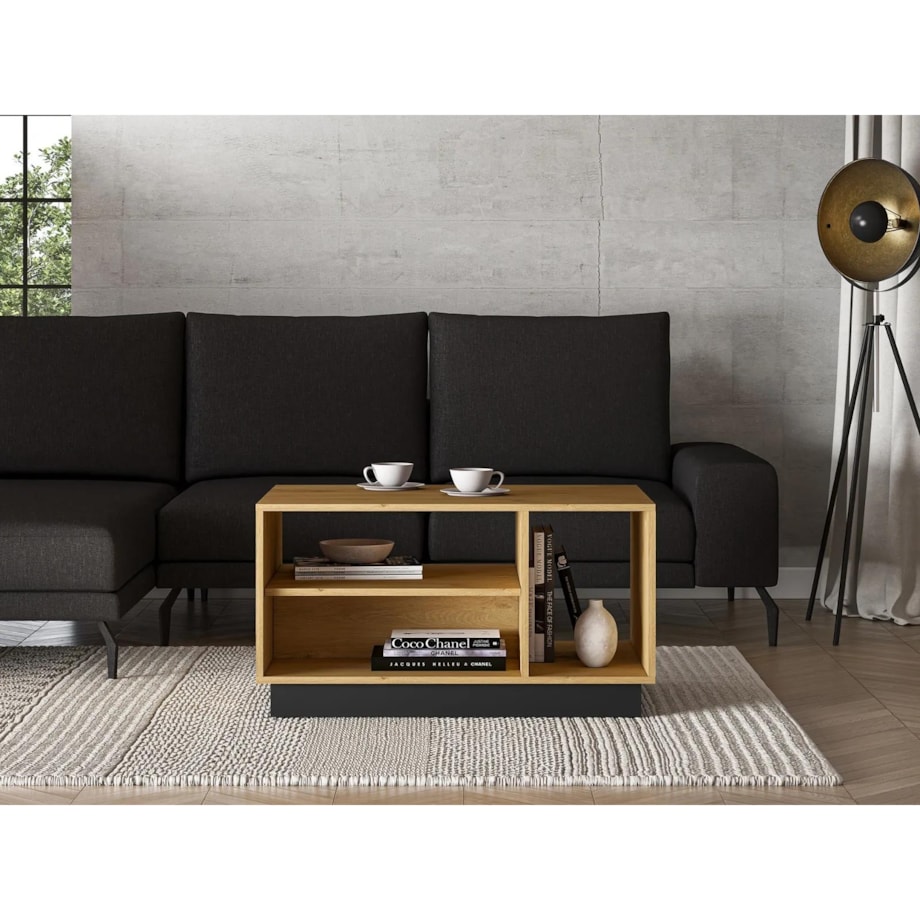 Stolik kawowy BRONX 90cm dąb/czarny