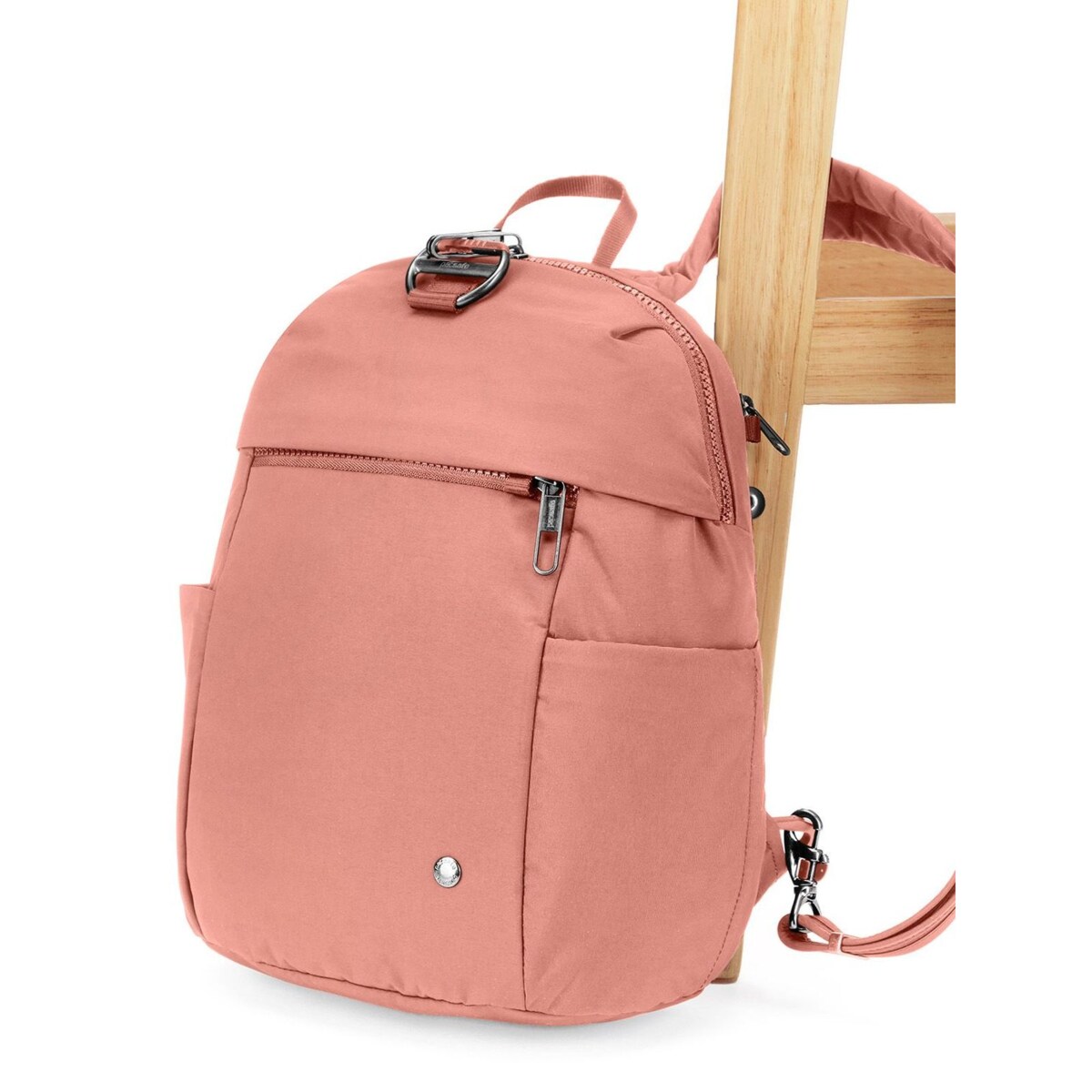Plecak mini damski antykradzieżowy 8L Pacsafe Citysafe CX Econyl® - różowy