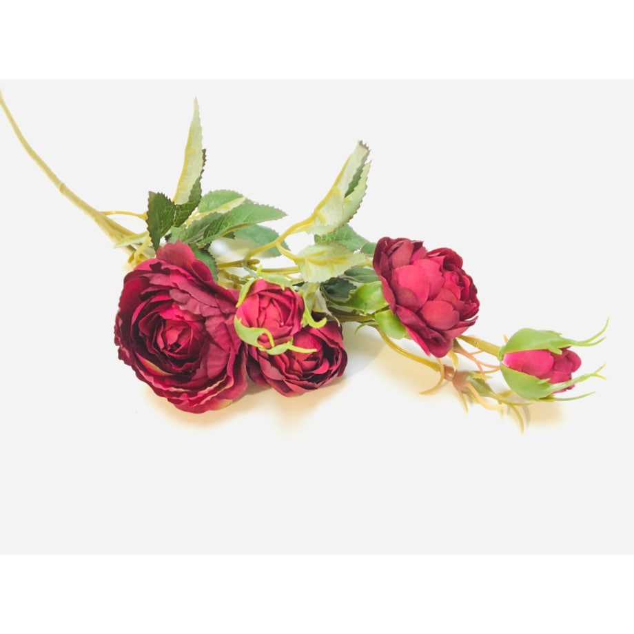 GAŁĄZKA RÓŻA FUKSJA stroika do bukietu sztuczna wiązanka pączki liście