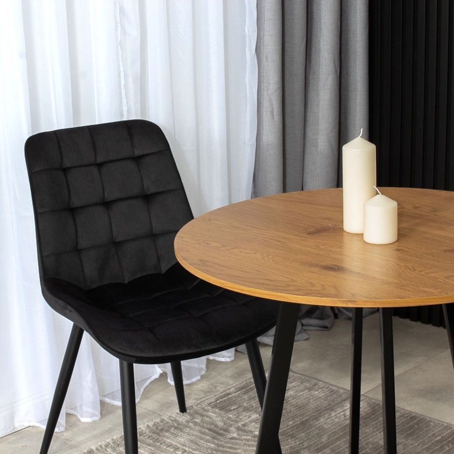 Krzesło tapicerowane czarne welurowe do salonu jadalni