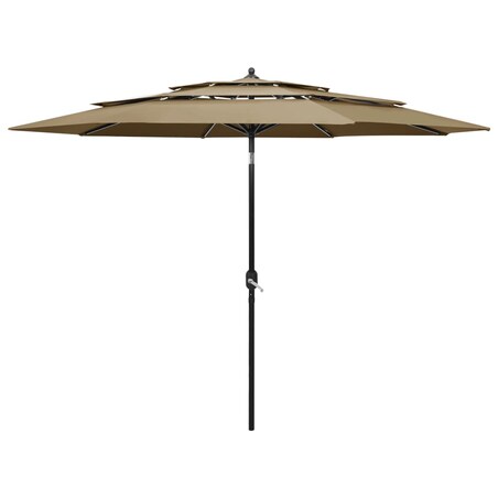 vidaXL 3-poziomowy parasol na aluminiowym słupku, kolor taupe, 3 m