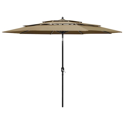 vidaXL 3-poziomowy parasol na aluminiowym słupku, kolor taupe, 3 m