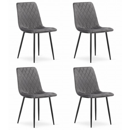 Krzesło Do Jadalni Kuchni Salonu Turin - Ciemny Szary Aksamit X 4