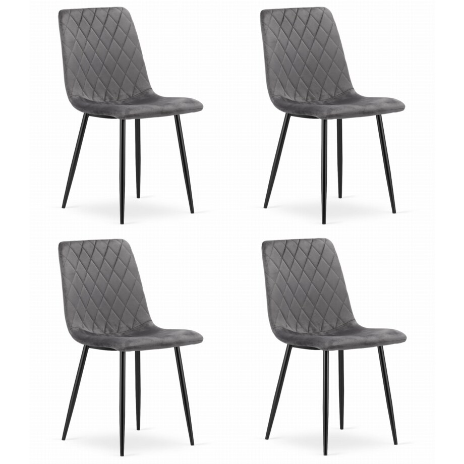 Krzesło Do Jadalni Kuchni Salonu Turin - Ciemny Szary Aksamit X 4