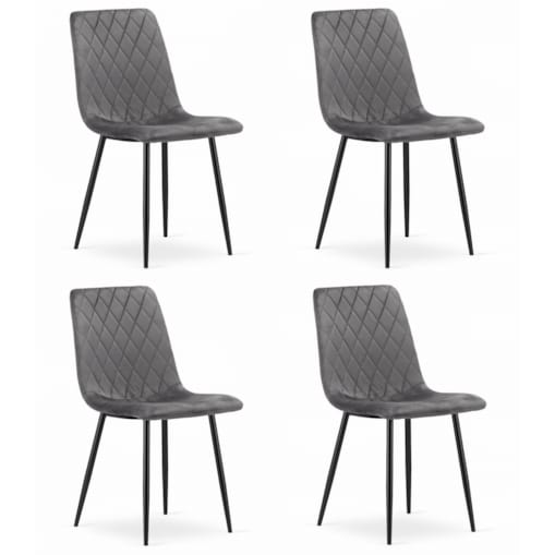 Krzesło Do Jadalni Kuchni Salonu Turin - Ciemny Szary Aksamit X 4