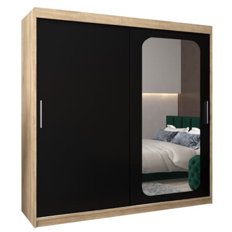 Szafa przesuwna Garderoba PROMO T2 200 sonoma/czarny