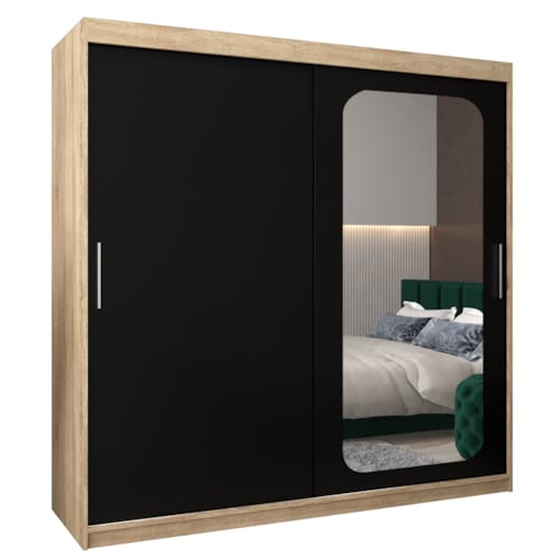 Szafa przesuwna Garderoba PROMO T2 200 sonoma/czarny