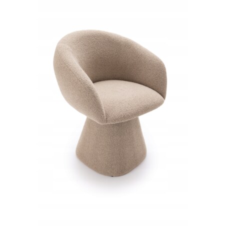 Fotel Obrotowy AUREO Krzesło do Salonu Khaki BOUCLE Nowoczesny Designerski