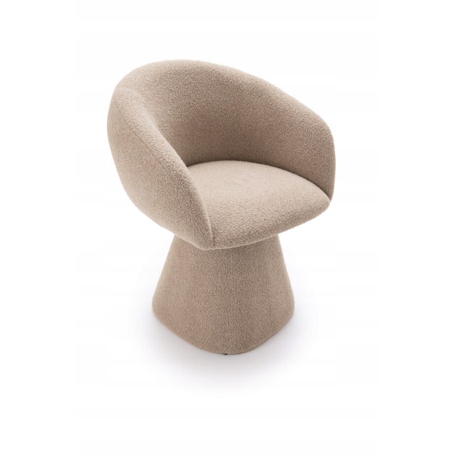 Fotel Obrotowy AUREO Krzesło do Salonu Khaki BOUCLE Nowoczesny Designerski