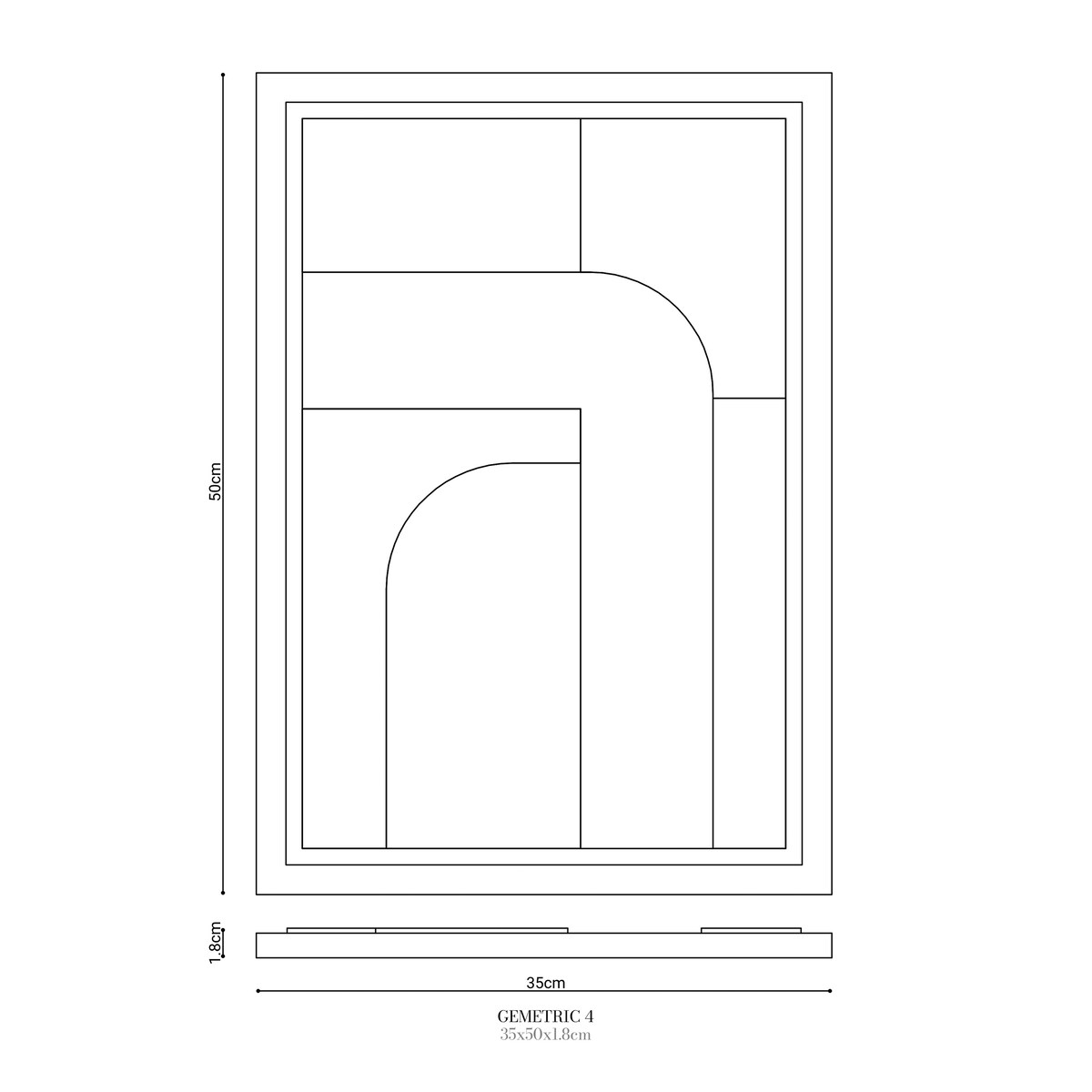 Obraz 3D 35x50cm Geometric IV – Dekoracja Ścienna z Tynku Naturalnego, Natural Cream Minimalistyczny Relief