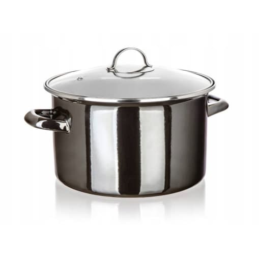 Garnek emaliowany BANQUET METALIC Czarny 26cm, 6 L DO GOTOWANIA duży