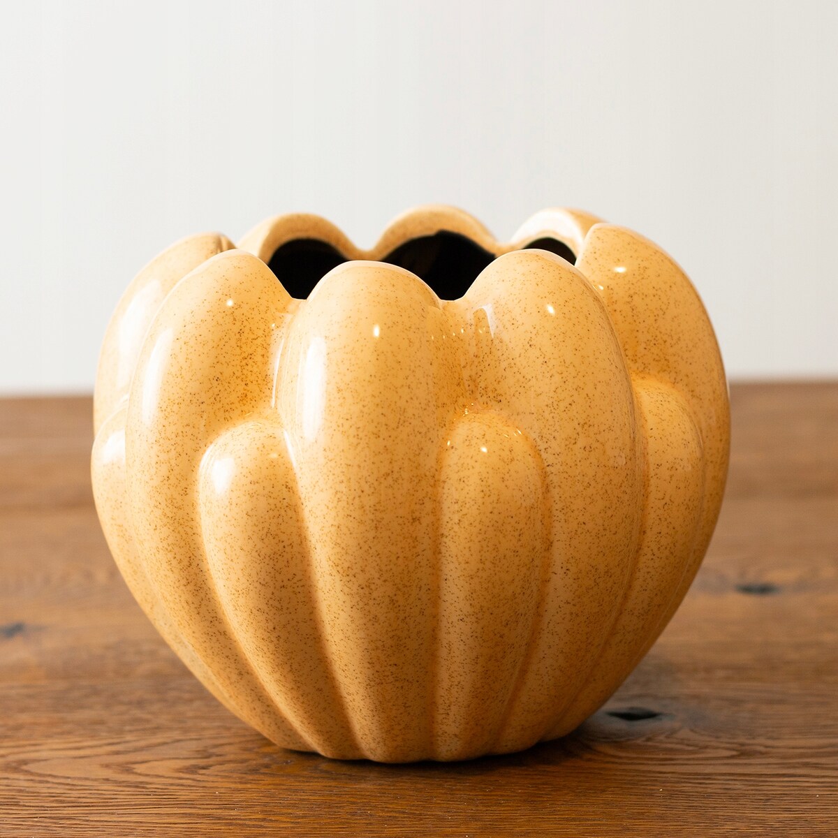 DONICA CERAMICZNA osłonka doniczka na prezent do salonu pomarańczowa