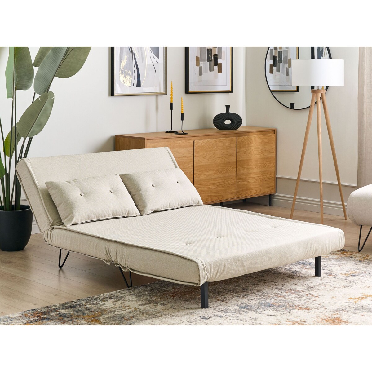 Sofa rozkładana VESTFOLD Jasnobeżowy dla 2 osób