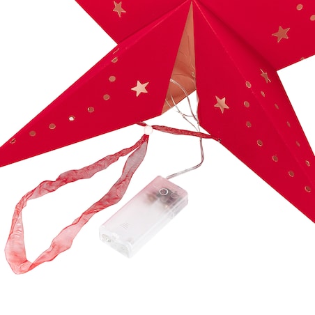Zestaw 2 dekoracji wiszących LED MOTTI 45 cm Gwiazda Czerwony