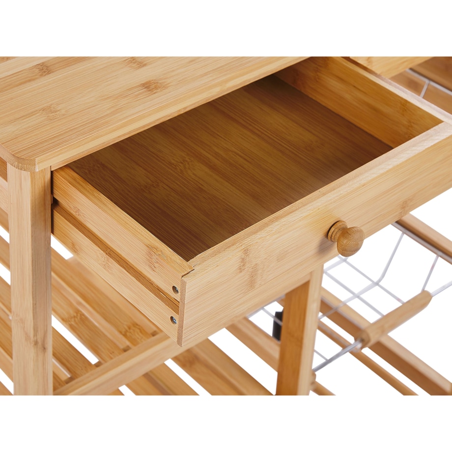 Bambusowy wózek kuchenny 2 szuflady jasne drewno MORINO