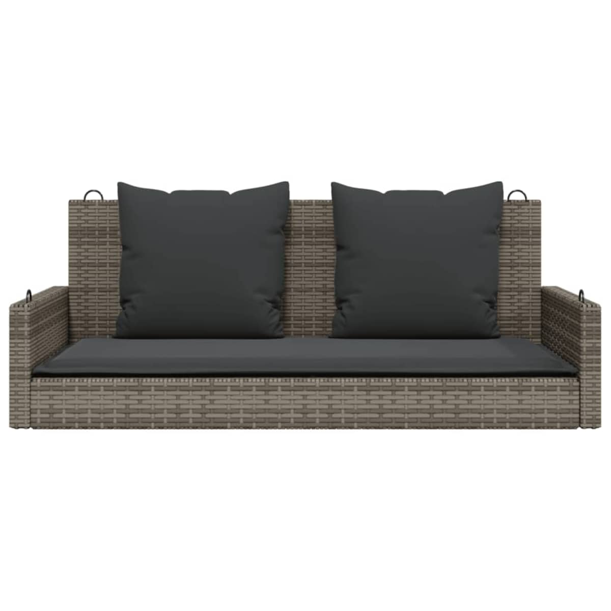 vidaXL Ławka bujana z poduszkami, szara, 119x56x48 cm, polirattan