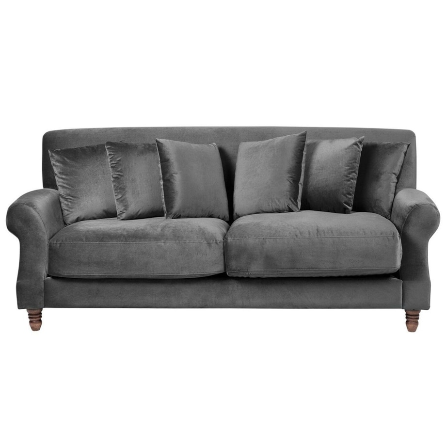 Sofa 3-osobowa welurowa szara EIKE