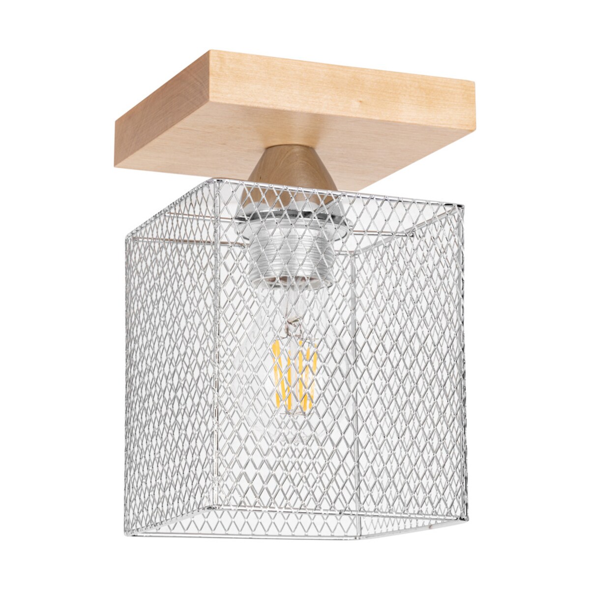 Drewniana Lampa Sufitowa BRITOP Lighting Norman 1xE27 Max.25W Naturalna Brzoza FSC z Akcentem Chromu, Polski Producent 1 szt.