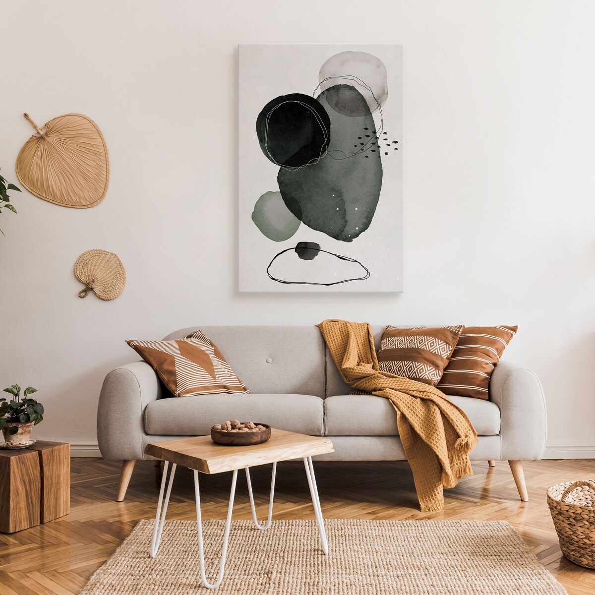 Obraz Na Płótnie Akarele Abstrakcja Styl Boho Minimalizm 80x120cm