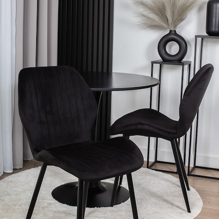 Krzesło tapicerowane czarne welurowe pikowane do salonu jadalni velvet