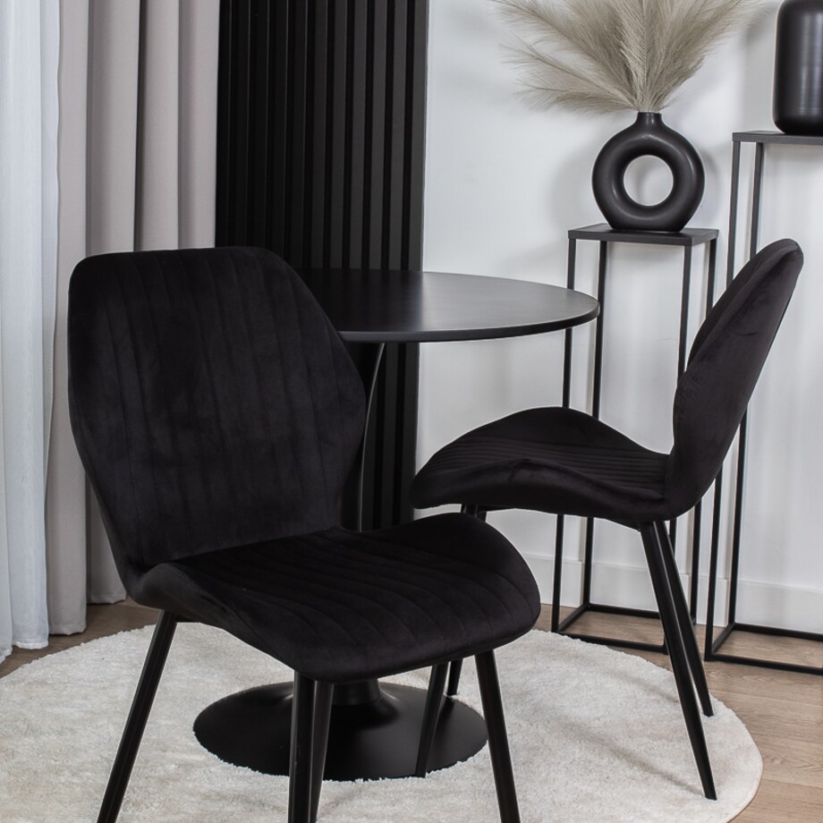 Krzesło tapicerowane czarne welurowe pikowane do salonu jadalni velvet