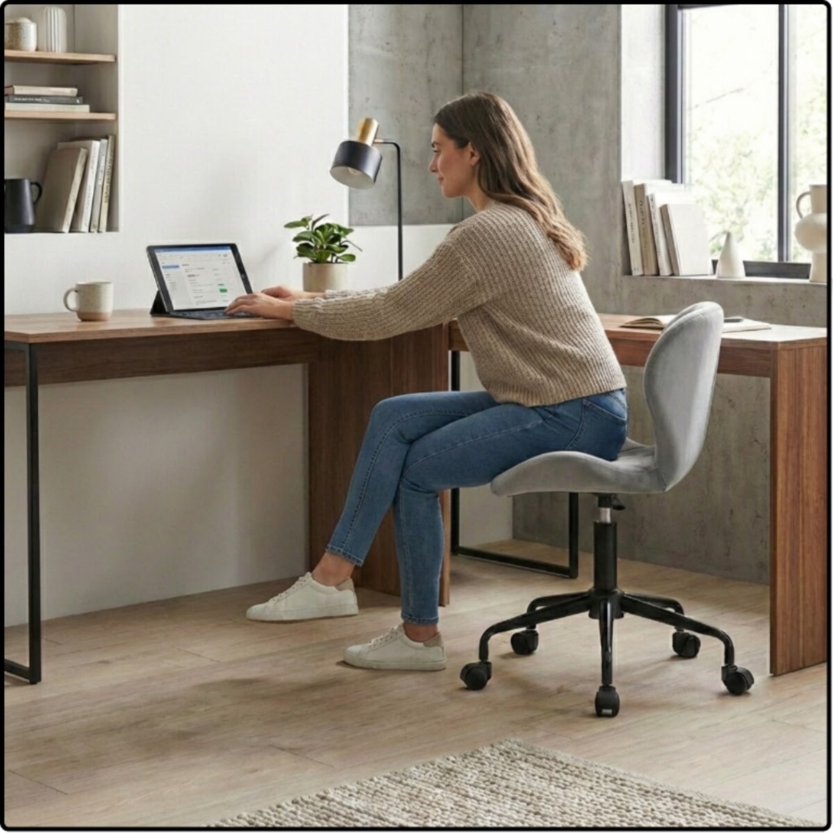 Fotel biurowy krzesło obrotowe do biurka ucznia gabinetu regulowane szare welurowe