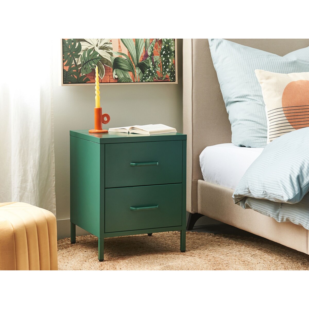 Szafka nocna metalowa zielona MALAVI