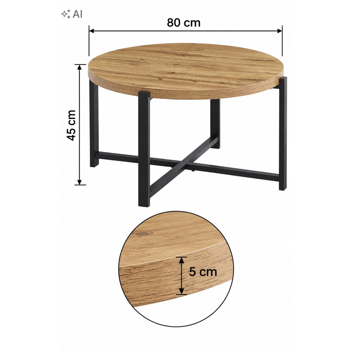 NEXUS STOLIK KAWOWY FI 80 CM DĄB