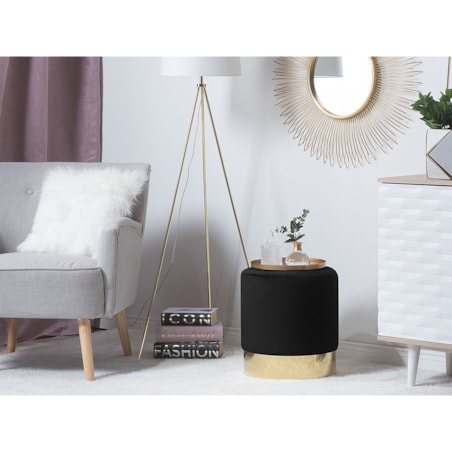 Puf welurowy ⌀ 39 cm czarny SOPHIA