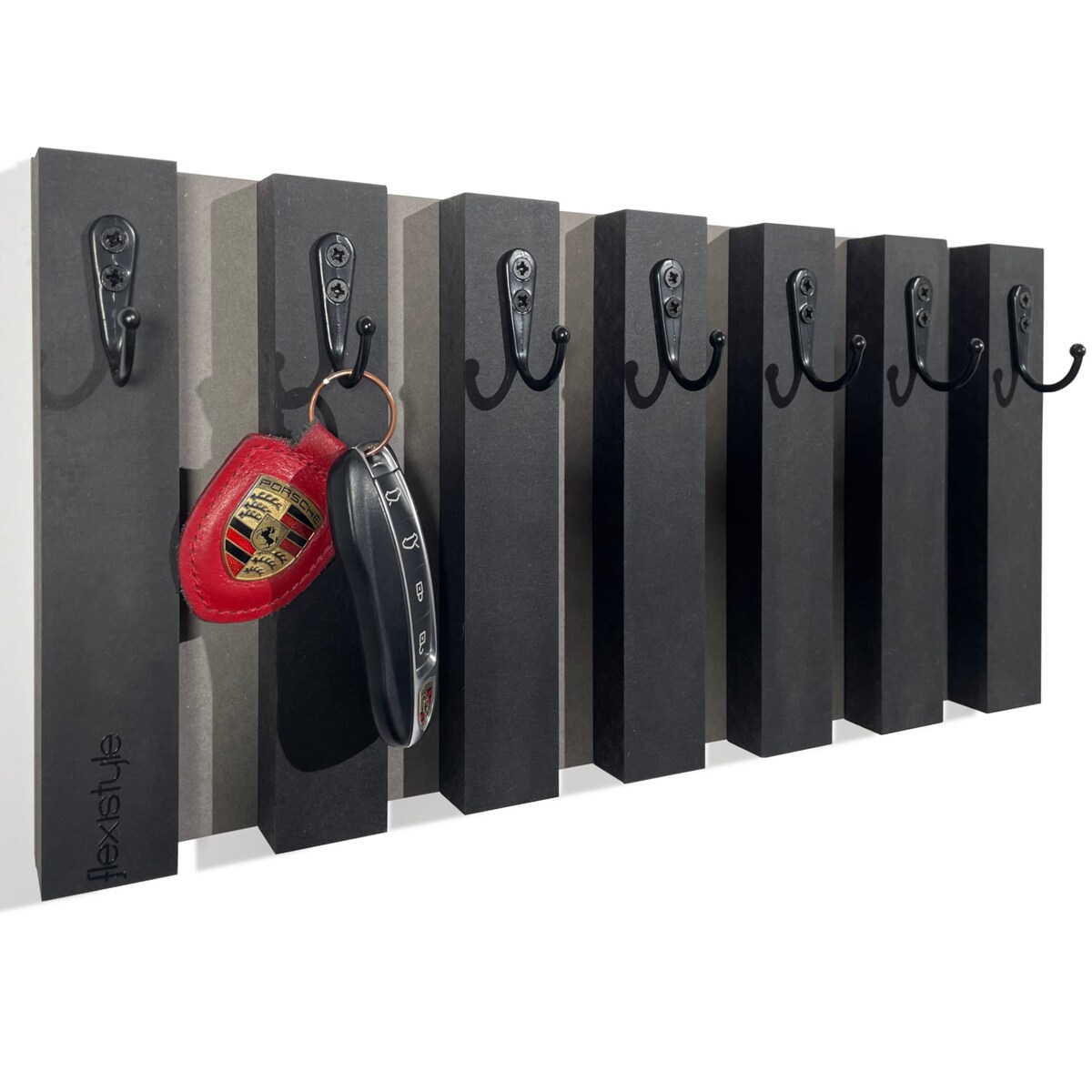 Drewniany wieszak na klucze Lamele 40cm czarny