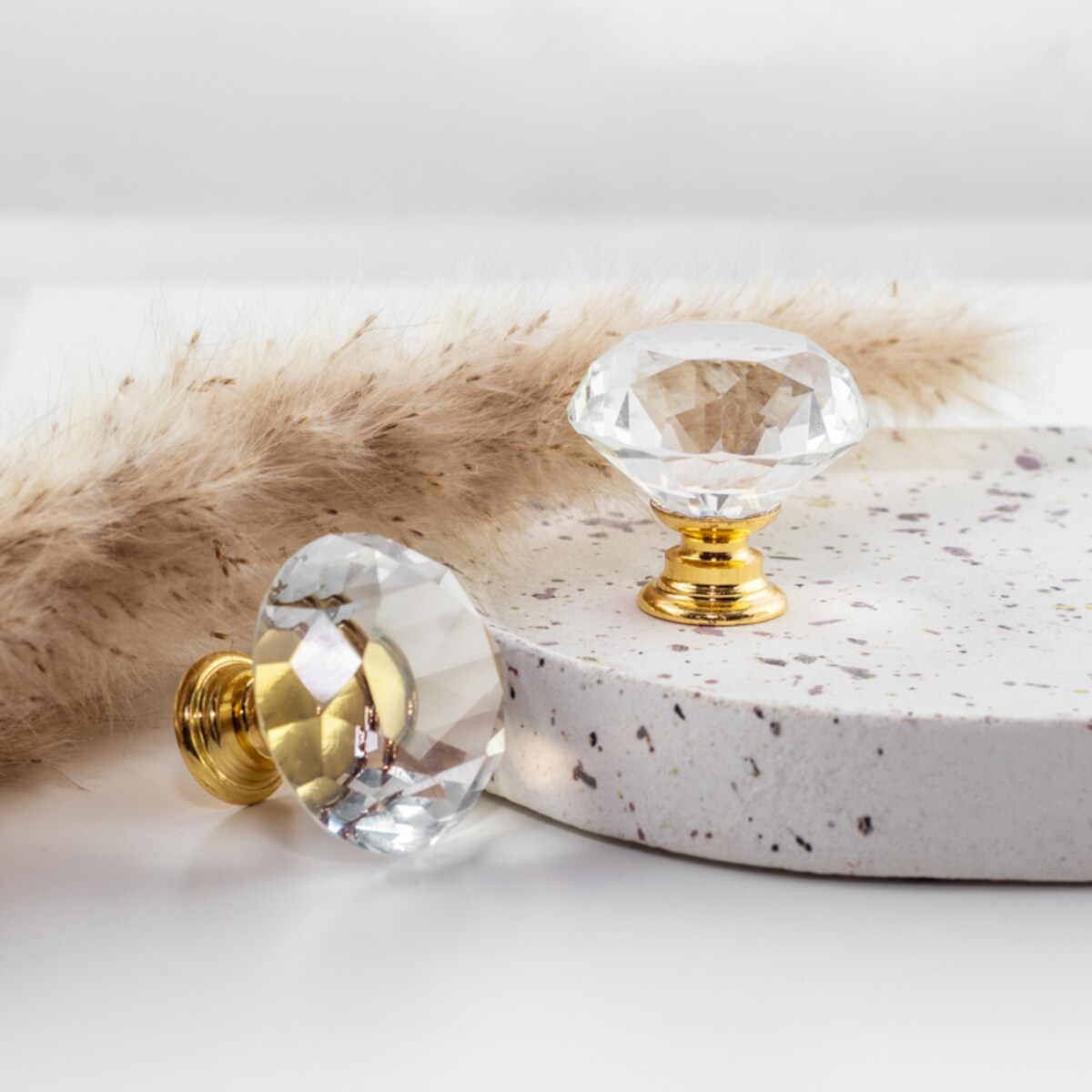 Gałka meblowa uchwyt meblowy kryształowa diamentowa glamour złota 31mm