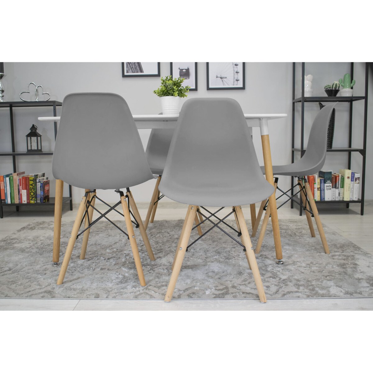 Krzesło Do Jadalni Kuchni Salonu Osaka Szare / Nogi Naturalne