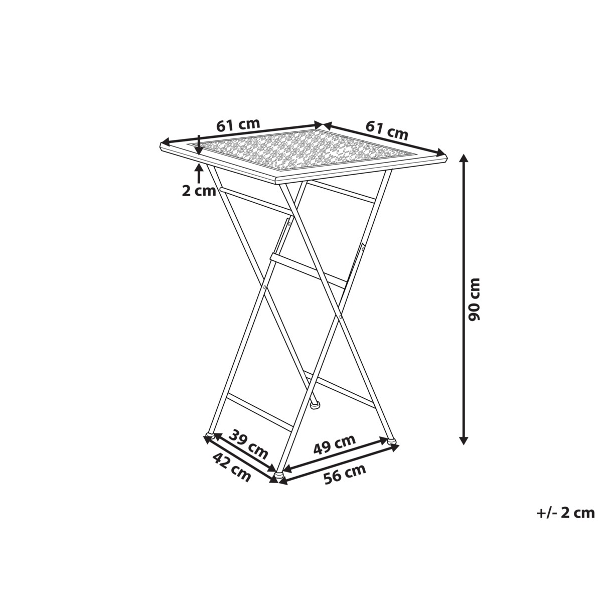 Stolik ogrodowy barowy metalowy 60 x 60 cm czarny BORMIO