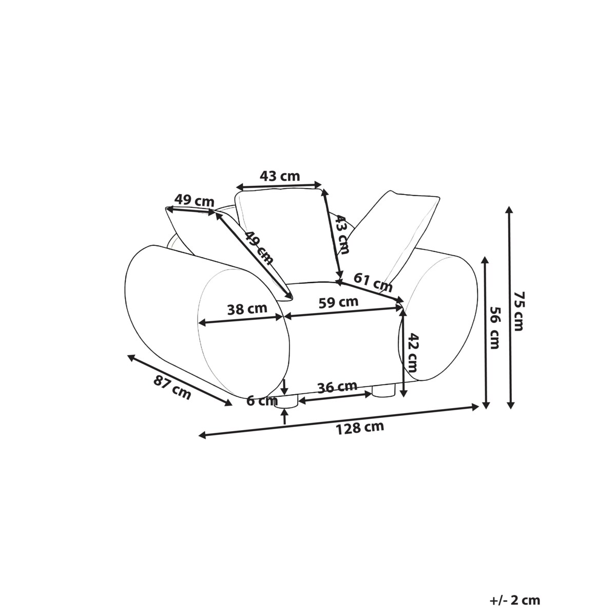 Fotel RINGEL z poduszkami Jasnobeżowy
