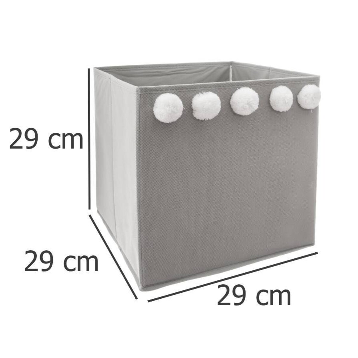 Pojemnik do przechowywania dla dzieci, 29 x 29 x 29 cm, z pomponami