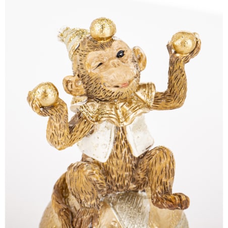 Dekoracja - figurka małpki 9,5x5x4,5 cm SCIMMIA żonglerka na piłce