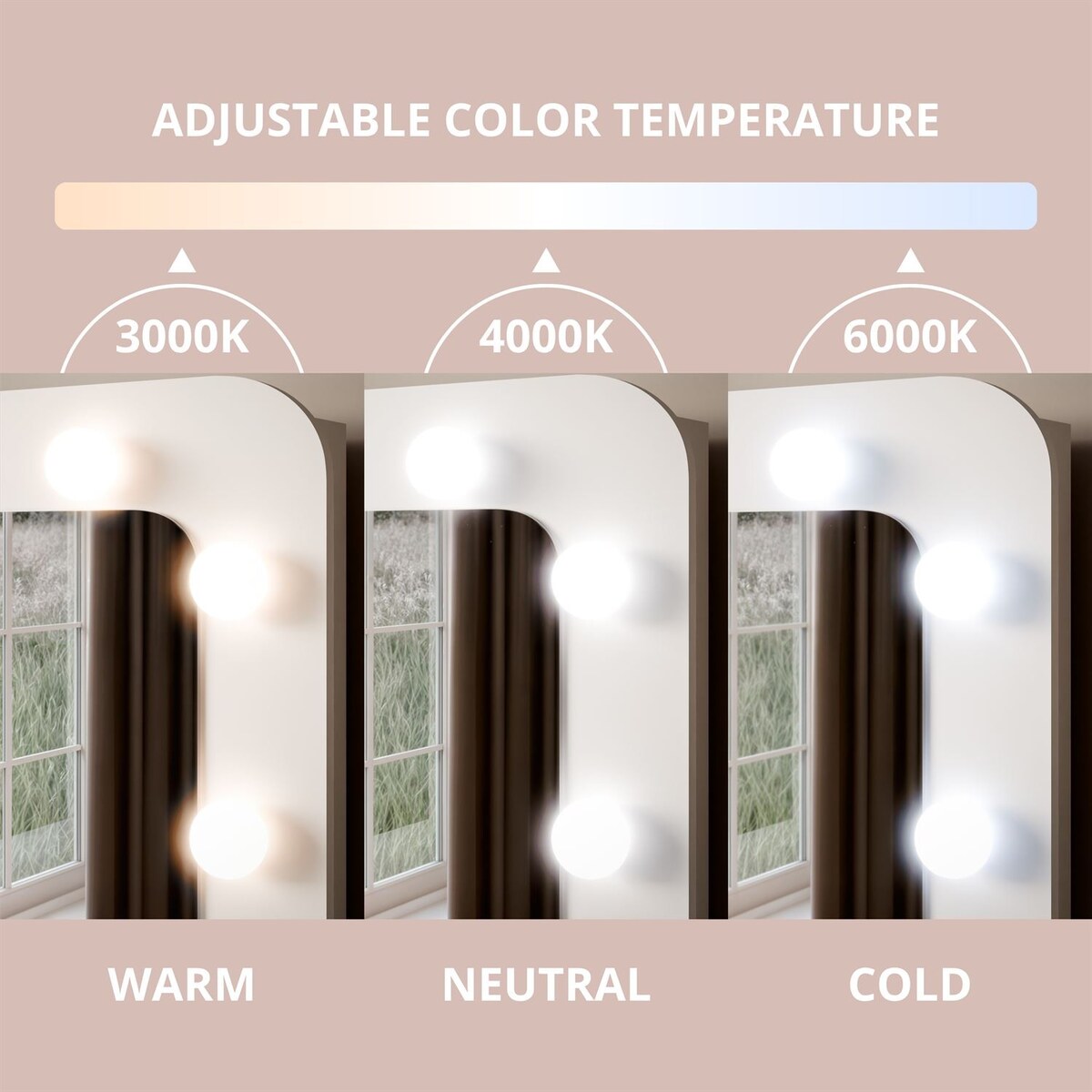 Toaletka LUMINE z lustrem i oświetleniem LED, biała