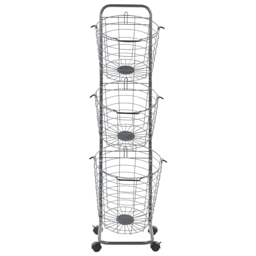 Stojak z 3 koszami na kółkach metalowy szary AYAPAL